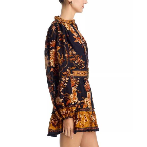 NEW FARM RIO majestic garden beaded buckle long sleeve mini dress in black - Picture 4 of 4